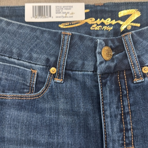 NWT Seven TummyLess High Rise Skinny Jeans Dark Wash Size 4 - Picture 7 of 10